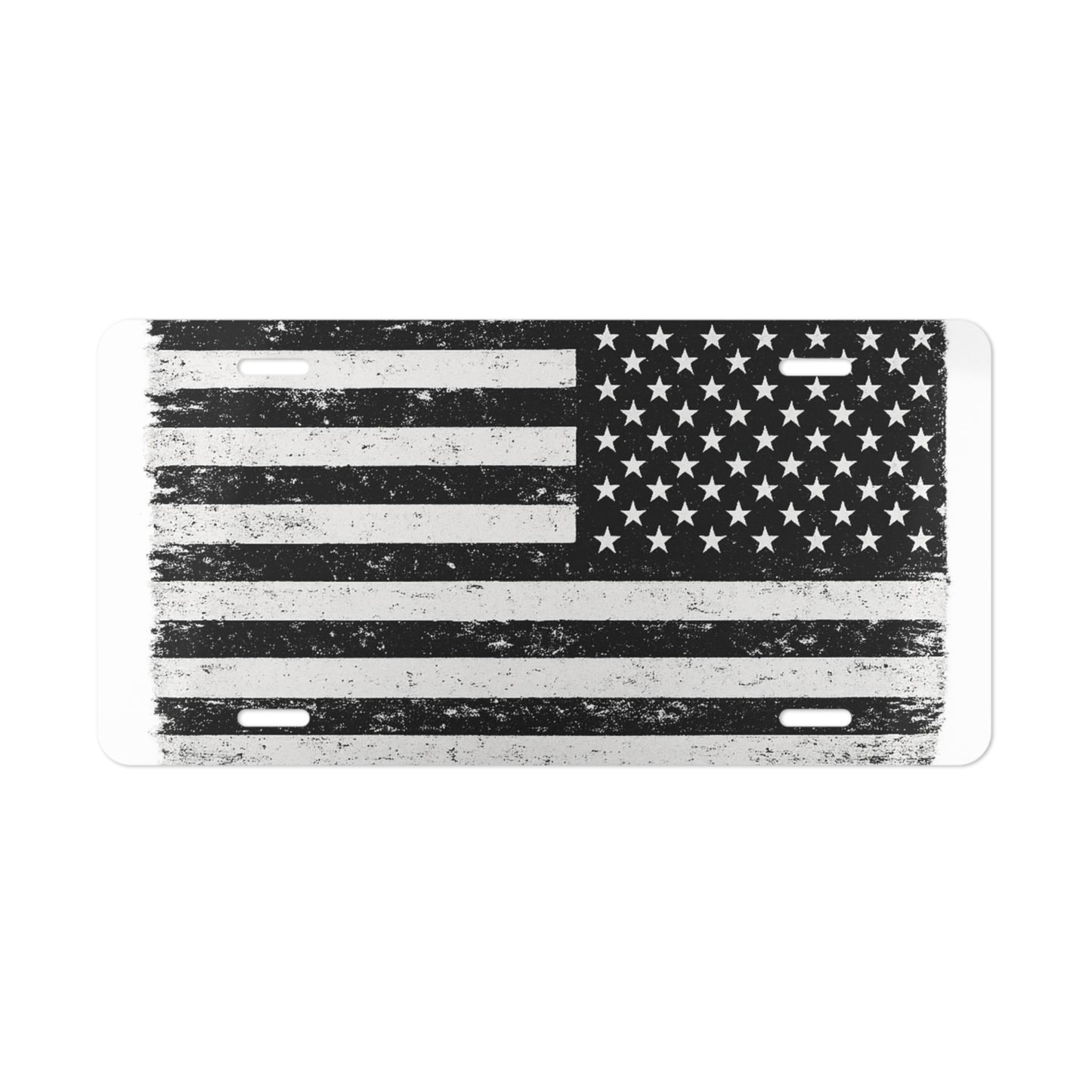 Distressed American Flag Vanity Plate | Black White Metal License Plate